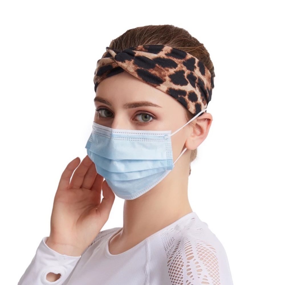 4 BOHO CHEETAH HEADBANDS w/ BUTTONS - Picture 4 of 13